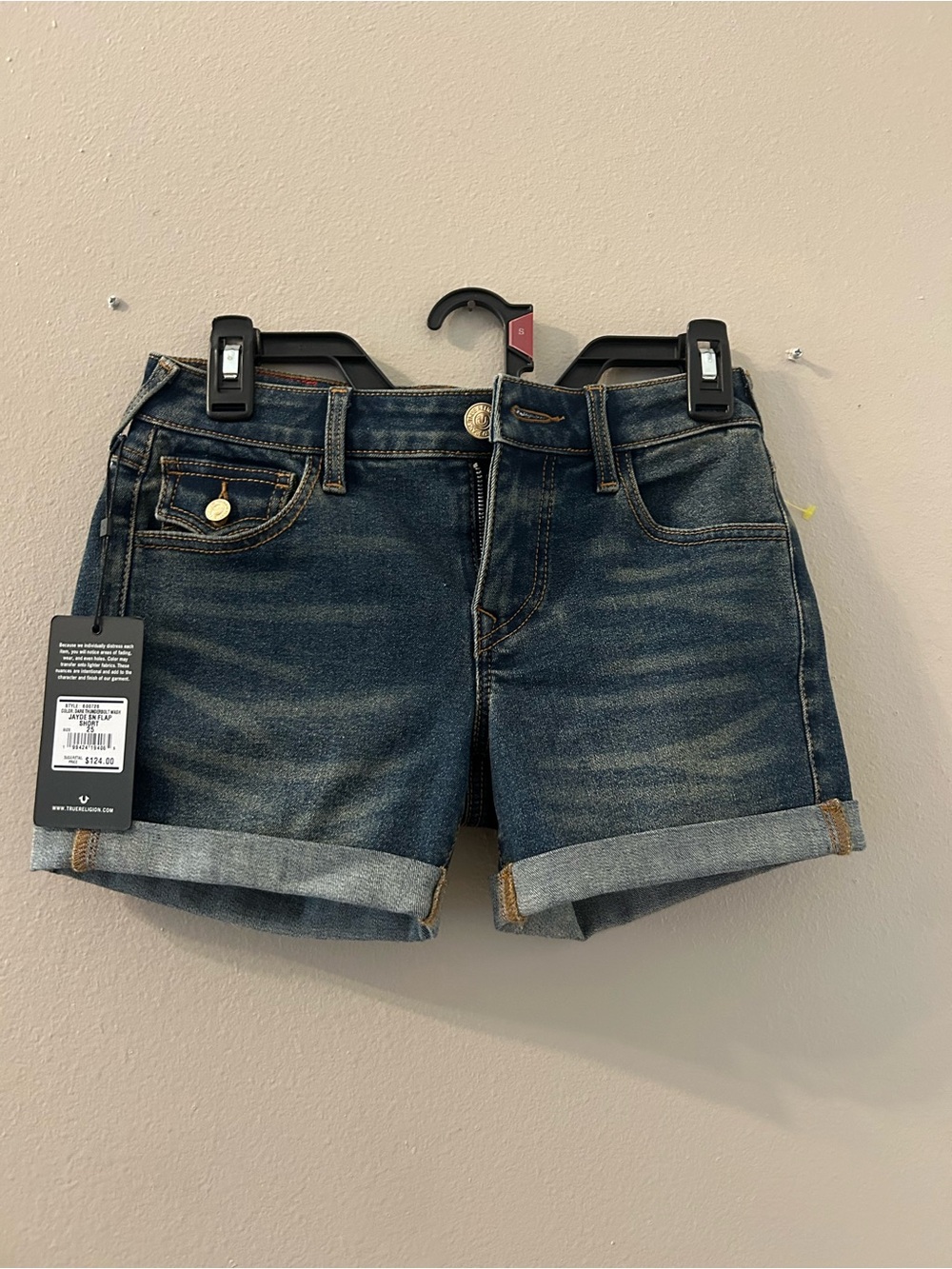 True Religion Dark Blue Denim Rolled-Hem Women's Shorts